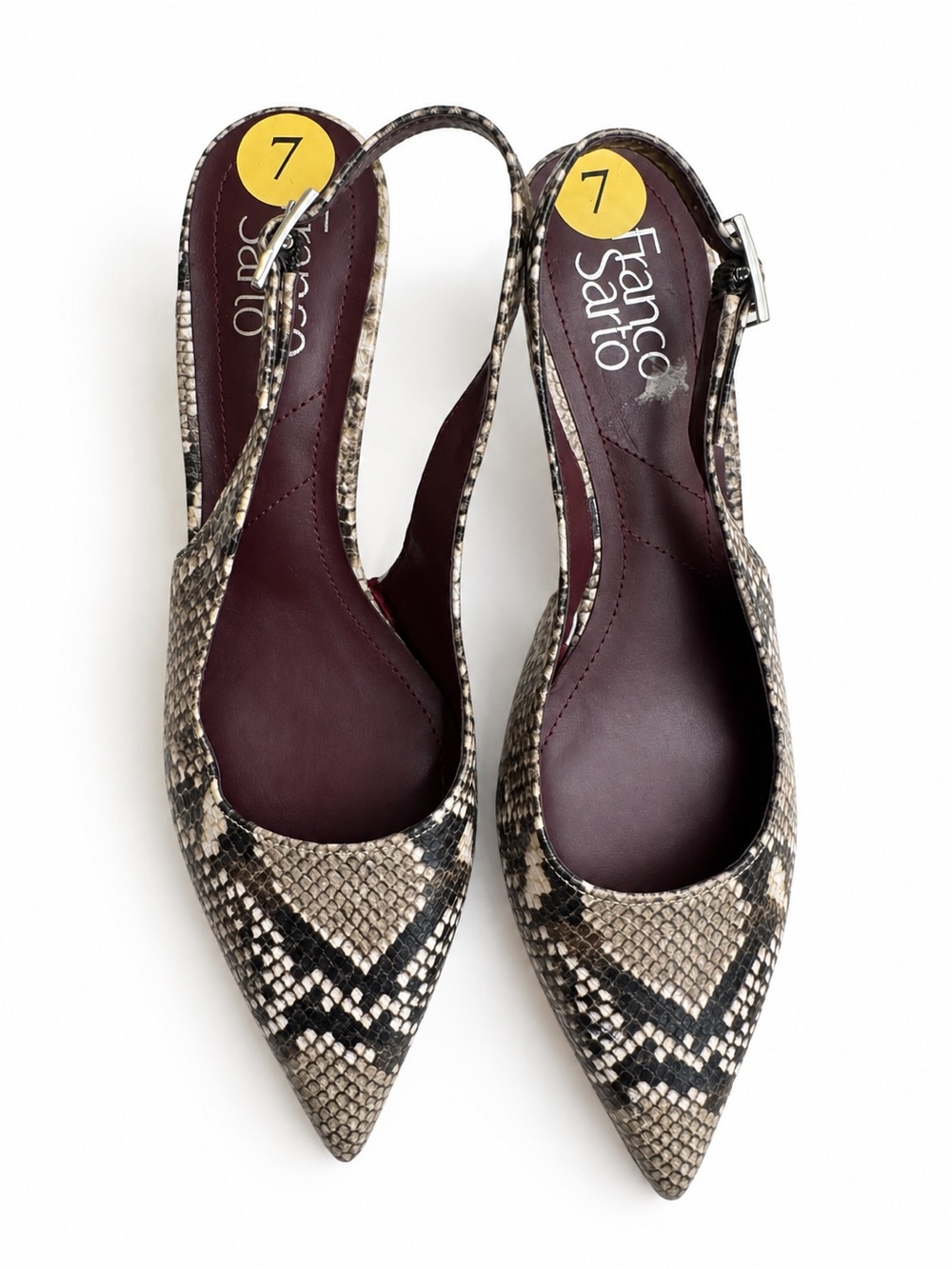 Franco Sarto Kate Snake Print Slingback Pumps Size 7 NWOB